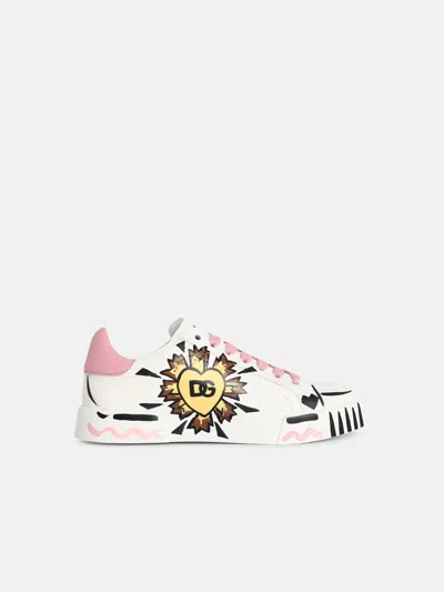 Dolce & Gabbana 'portofino Light Strobel' White Leather Sneakers