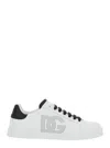 Dolce & Gabbana White And Black Leather Sneakers In White