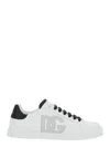 Dolce & Gabbana White And Black Leather Sneakers In White
