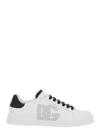 Dolce & Gabbana Portofino Light White Low Top Sneakers With Perforated Logo On The Side And Contrasting Laces In Lea