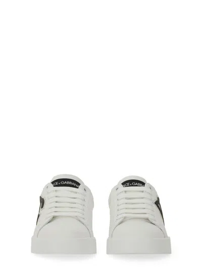 DOLCE & GABBANA 'PORTOFINO LIGHT' WHITE SNEAKERS WITH EMBROIDERED LOGO ON THE SIDE AND LOGO PATCH ON THE TONGUE IN L