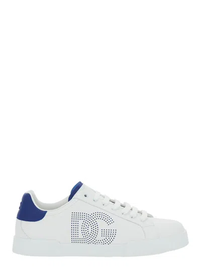 DOLCE & GABBANA DOLCE & GABBANA 'PORTOFINO LIGHT' WHITE SNEAKERS WITH PERFORATED LOGO ON THE SIDE AND LOGO PATCH ON 