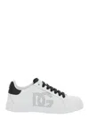 Dolce & Gabbana 'portofino Light' White Sneakers With Perforated Logo On The Side And Logo Patch On The Tongue In Multicolor
