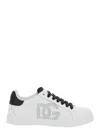 Dolce & Gabbana 'portofino Light' White Sneakers With Perforated Logo On The Side And Logo Patch On The Tongue In Le In White