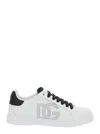 Dolce & Gabbana 'portofino Light' White Sneakers With Perforated Logo On The Side And Logo Patch On The Tongue In White Black