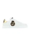 Dolce & Gabbana Iconic Leather Sneakers With Embroidered Crest And Luxurious Detailing In White