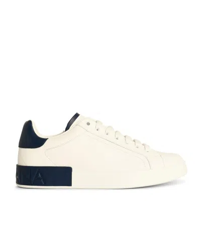 Dolce & Gabbana Round Toe Low-top Casual Shoes In White
