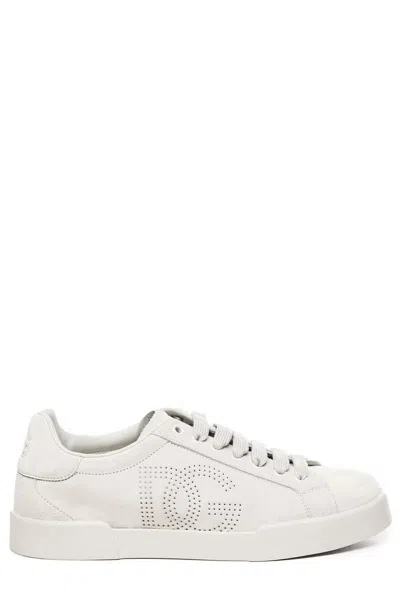Dolce & Gabbana Perforated-logo Sneakers In White