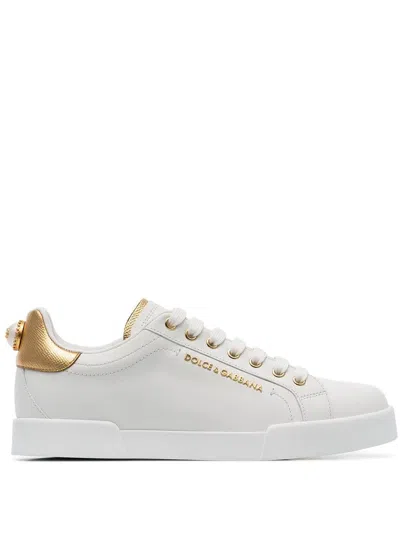 Dolce & Gabbana Portofino Logo-tag Leather Sneakers In Multi