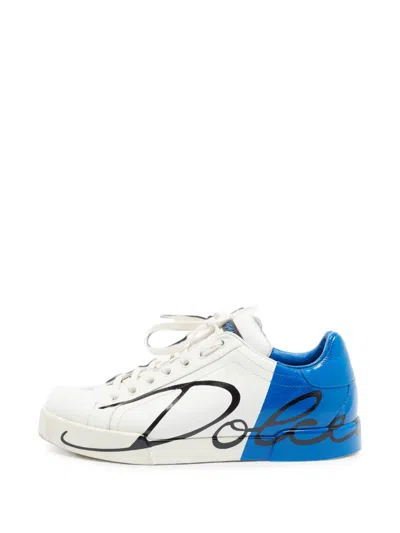 Pre-owned Dolce & Gabbana Portofino Logo-print Sneakers In White