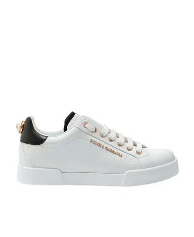 Dolce & Gabbana Dolce&gabbana White And Gold Low Sneakers