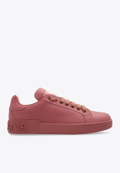 Dolce & Gabbana Portofino Low-top Leather Sneakers In Pink