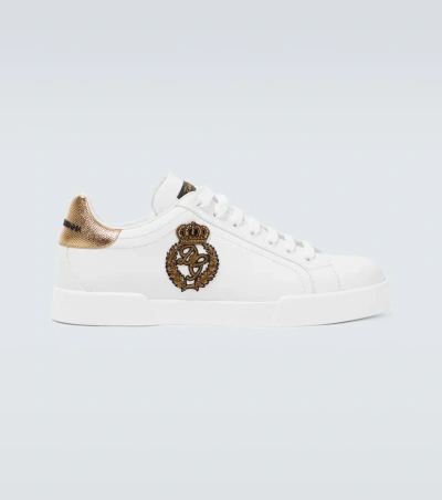 DOLCE & GABBANA PORTOFINO LOW-TOP LEATHER SNEAKERS,P00448385