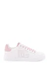 Dolce & Gabbana Portofino Low-top Leather Sneakers With Lateral Monogram In Pink