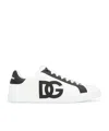 Dolce & Gabbana Portofino Light Strobel Sneakers In Canvas And Calfskin In White
