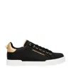 Dolce & Gabbana Embellished Leather Sneakers In Black