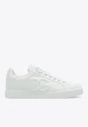 Dolce & Gabbana Women Portofino Low-top Leather Sneakers With Lateral Monogram In White