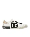 Dolce & Gabbana Portofino Leather Sneakers In White