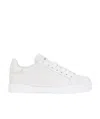 Dolce & Gabbana Women Portofino Low-top Leather Sneakers With Lateral Monogram In White
