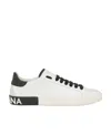 Dolce & Gabbana Portofino Leather Sneakers With Rubberized Logo Shoes In White