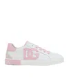 Dolce & Gabbana Portofino Vintage Calfskin Sneakers In White
