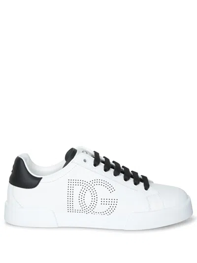 DOLCE & GABBANA DOLCE & GABBANA PORTOFINO LOW-TOP SNEAKERS WITH PERFORATED LOGO