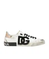Dolce & Gabbana Portofino Leather Sneakers In White