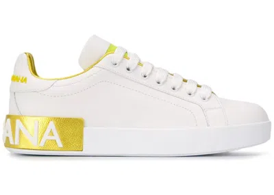 Pre-owned Dolce & Gabbana Portofino Metallic (women's) Sneakers In White/yellow