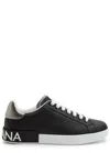 Dolce & Gabbana Portofino Sneakers In Nappa Calfskin With Cushioned Footbed In Black