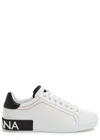 Dolce & Gabbana Portofino Leather Sneakers With Rubberized Logo Shoes In Multi