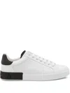 Dolce & Gabbana White Leather Portofino Sneakers In White