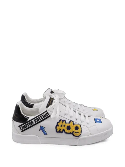 Pre-owned Dolce & Gabbana Portofino Patch Sneakers In White