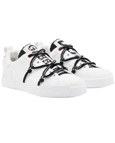 Dolce & Gabbana Portofino Sneaker In Calfskin And White Paint