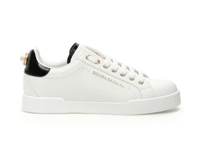Pre-owned Dolce & Gabbana Portofino Pearl (women's) Sneakers In White/black In Multi