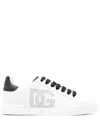 Dolce & Gabbana Portofino Perforated-logo Leather Sneakers In White