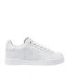 Dolce & Gabbana Women Portofino Low-top Leather Sneakers With Lateral Monogram In White