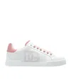 Dolce & Gabbana Portofino Low-top Leather Sneakers With Lateral Monogram In Pink