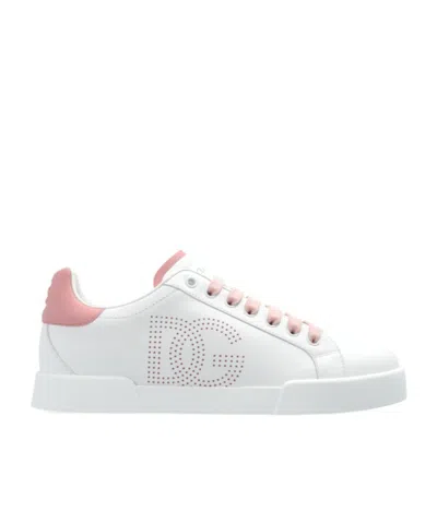 DOLCE & GABBANA DOLCE  GABBANA PORTOFINO DG LOGO PERFORATED SNEAKERS