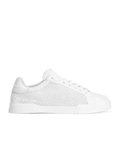 Dolce & Gabbana Portofino Perforated Low-top Sneakers In White