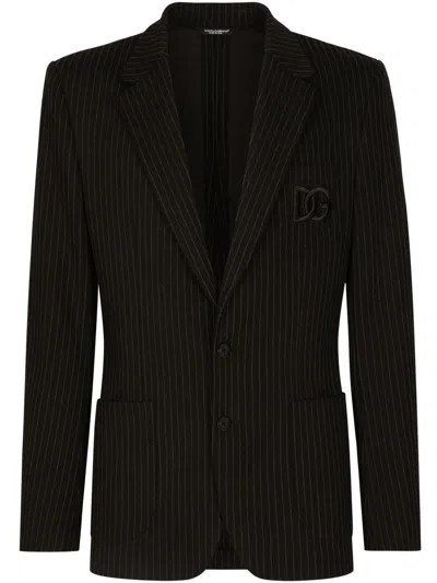 Dolce & Gabbana Single-breasted Pinstripe Blazer In Black