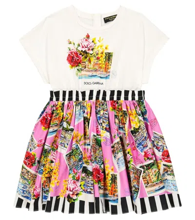 Dolce & Gabbana Kids' Portofino Printed Cotton Dress In Multicoloured