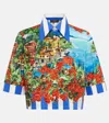 Dolce & Gabbana Portofino Printed Cotton Poplin Cropped Shirt In Multicoloured