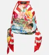 Dolce & Gabbana Portofino Printed Silk Crop Top In Multicoloured