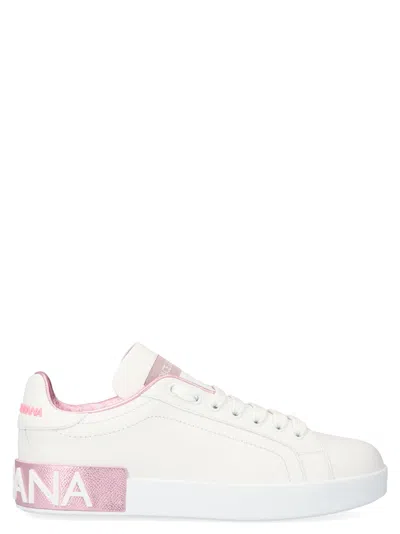 Dolce & Gabbana Portofino Shoes In Bianco Rosa