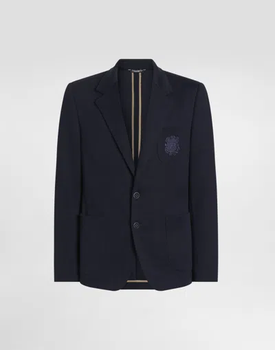 Dolce & Gabbana Veste Portofino En Jersey Avec Boutonnage Simple In Blue