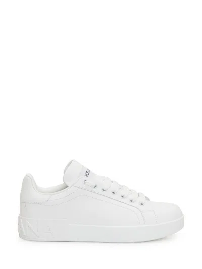 Dolce & Gabbana Portofino Leather Trainer In White