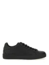 Dolce & Gabbana 'portofino' Black Low Top Sneakers With Logo Lettering Detail In Black