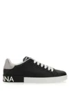 Dolce & Gabbana Portofino Sneakers In Nappa Calfskin With Cushioned Footbed In Black