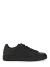 Dolce & Gabbana 'portofino' Black Low Top Sneakers With Logo Lettering Detail In White