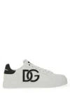 Dolce & Gabbana Dg Logo Patch Leather Sneaker In White